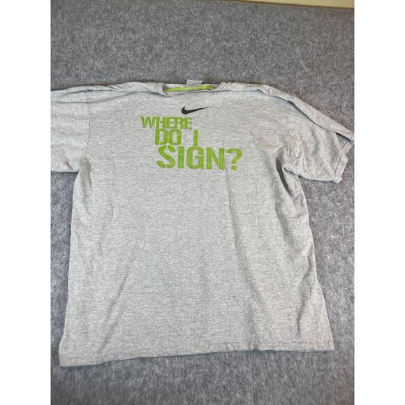 Vintage Y2K Nike Free Agent Where Do I sign? T-Shirt Mens XL Center Swoosh Gray - Picture 2 of 4